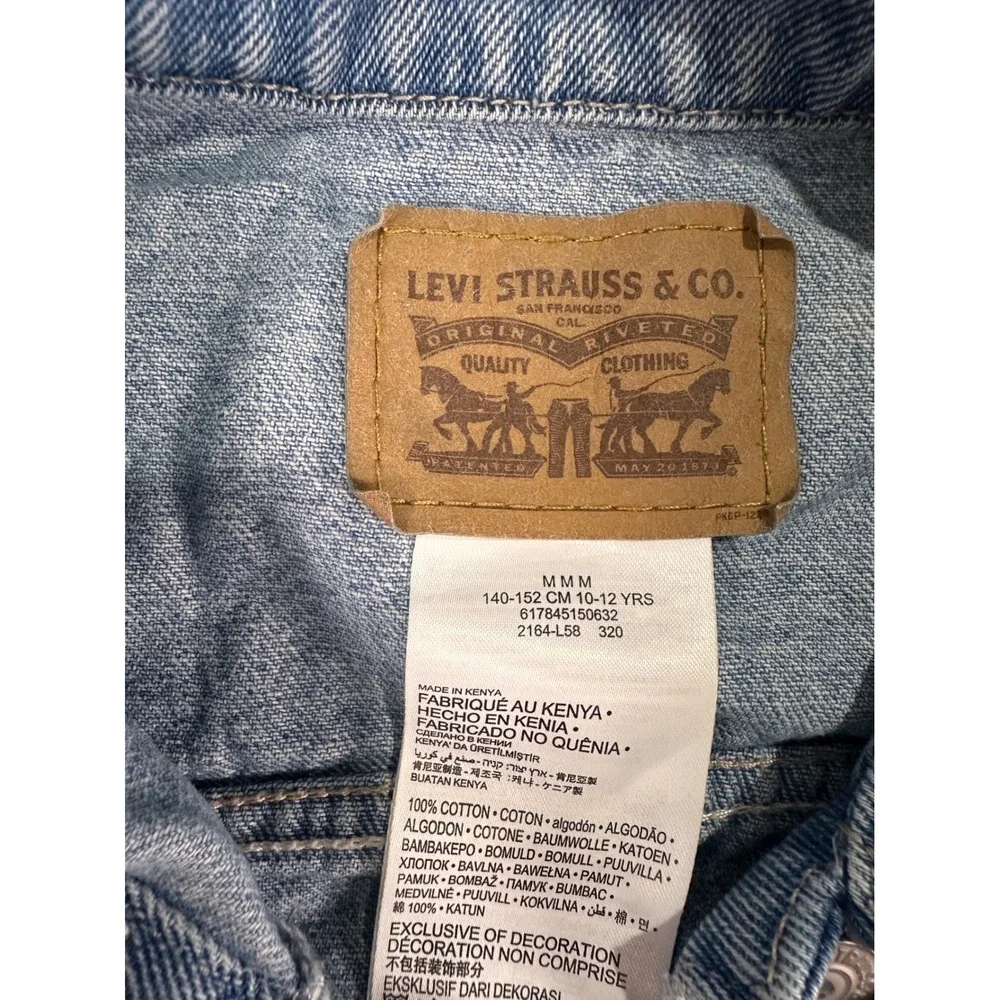 Levi's Denim Trucker Jacket M 10-12 Blue Cotton Button Front Kids